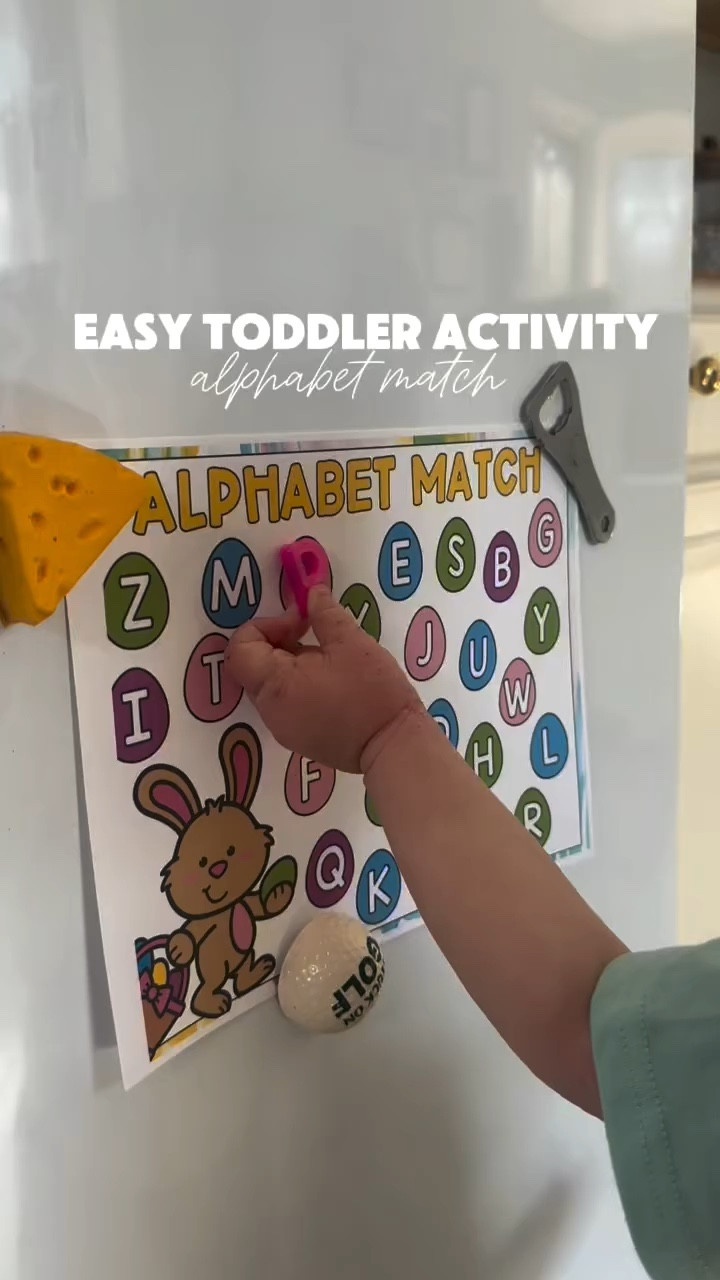 easy toddler activity for letting matching 🔠🐣🧲 // I filled some eggs from @dollartree with magnets and printed this freebie from @ready.set.kinder for a quick set up! 

Wyatt loved this and matched so many of the letters on his own! 

Toddler mom, toddler learning, kindergarten teacher, alphabet
