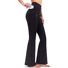 YUNOGA Flare Leggings for Women with Pockets High Waisted No Front Seam Buttery Soft Gym Yoga Pan... | Amazon (US)