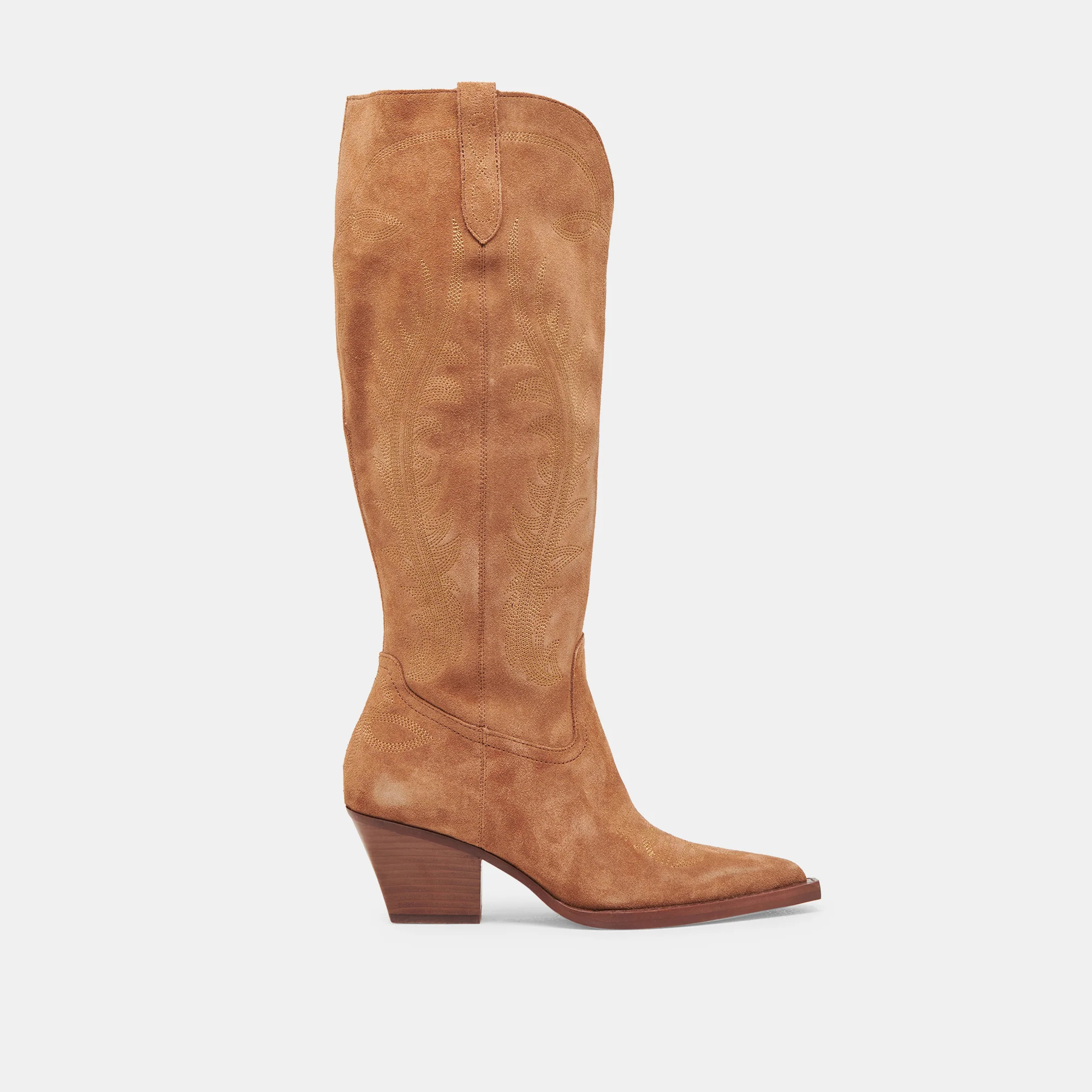 Ryatt Wide Calf Boots Pecan Suede | DolceVita.com