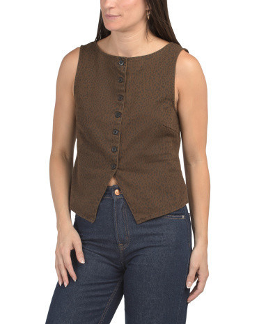 Textured Button Down Vest for Women | Cotton | Marshalls