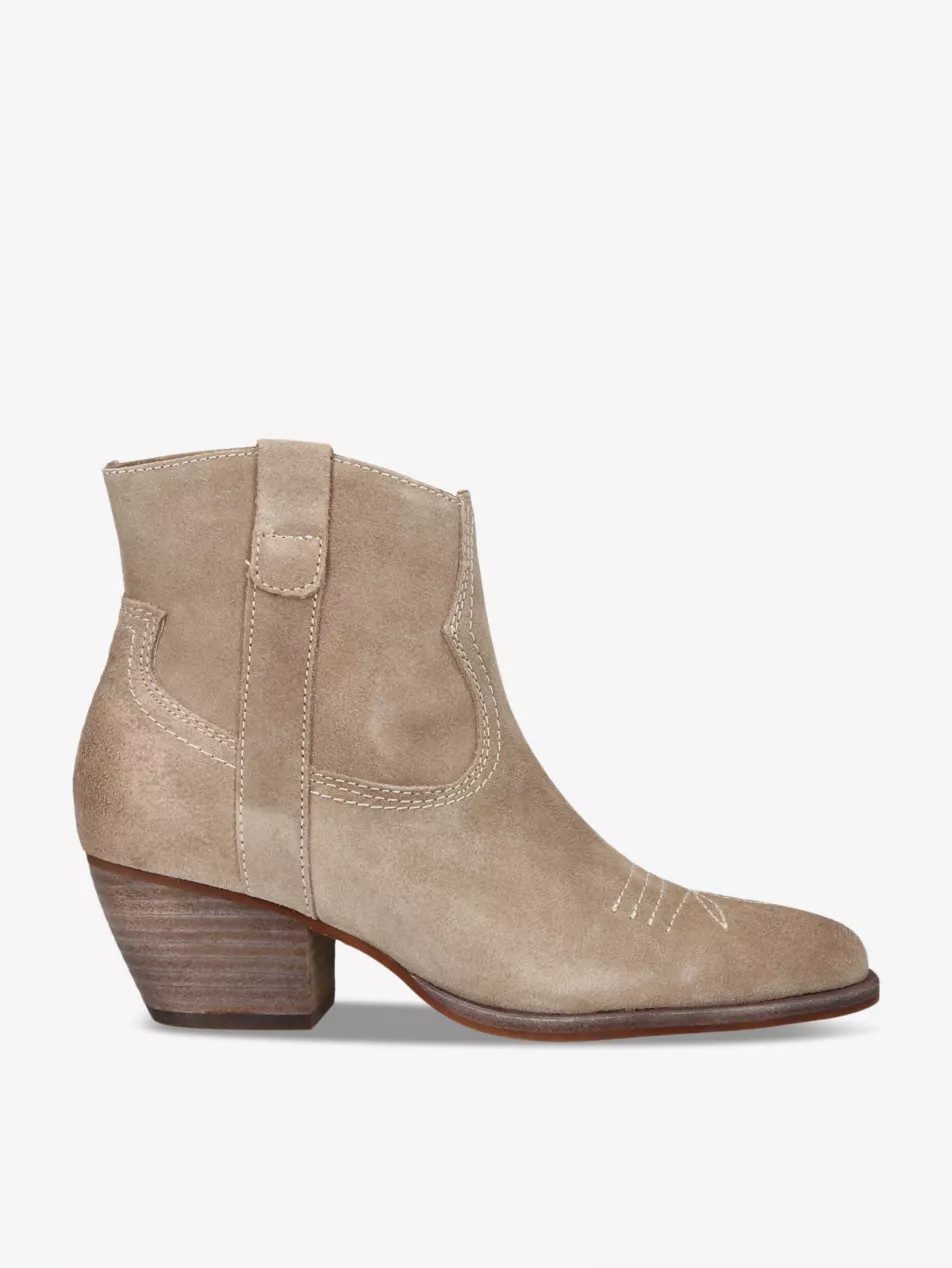 Silma contrast-stitch suede heeled ankle boots | Selfridges