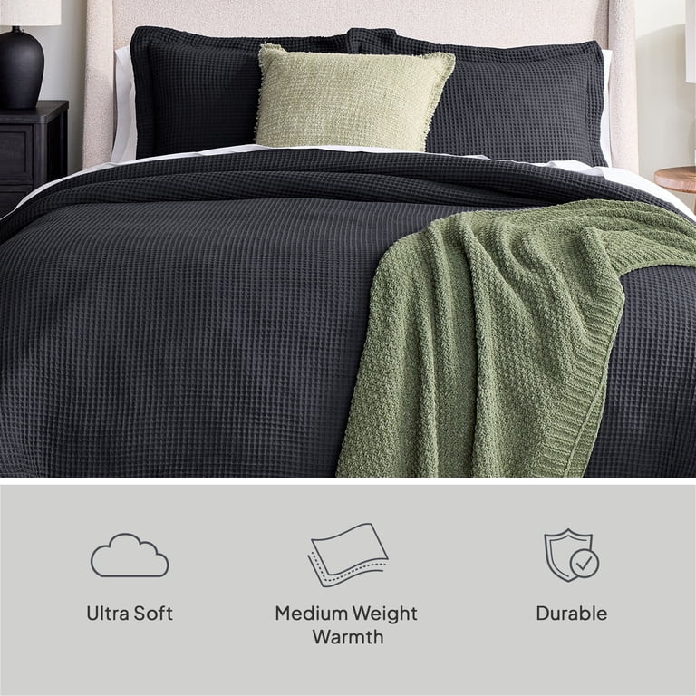 Better Homes & Gardens King Comforter Set, 3-Piece, All-Season, Grey Waffle | Walmart (US)