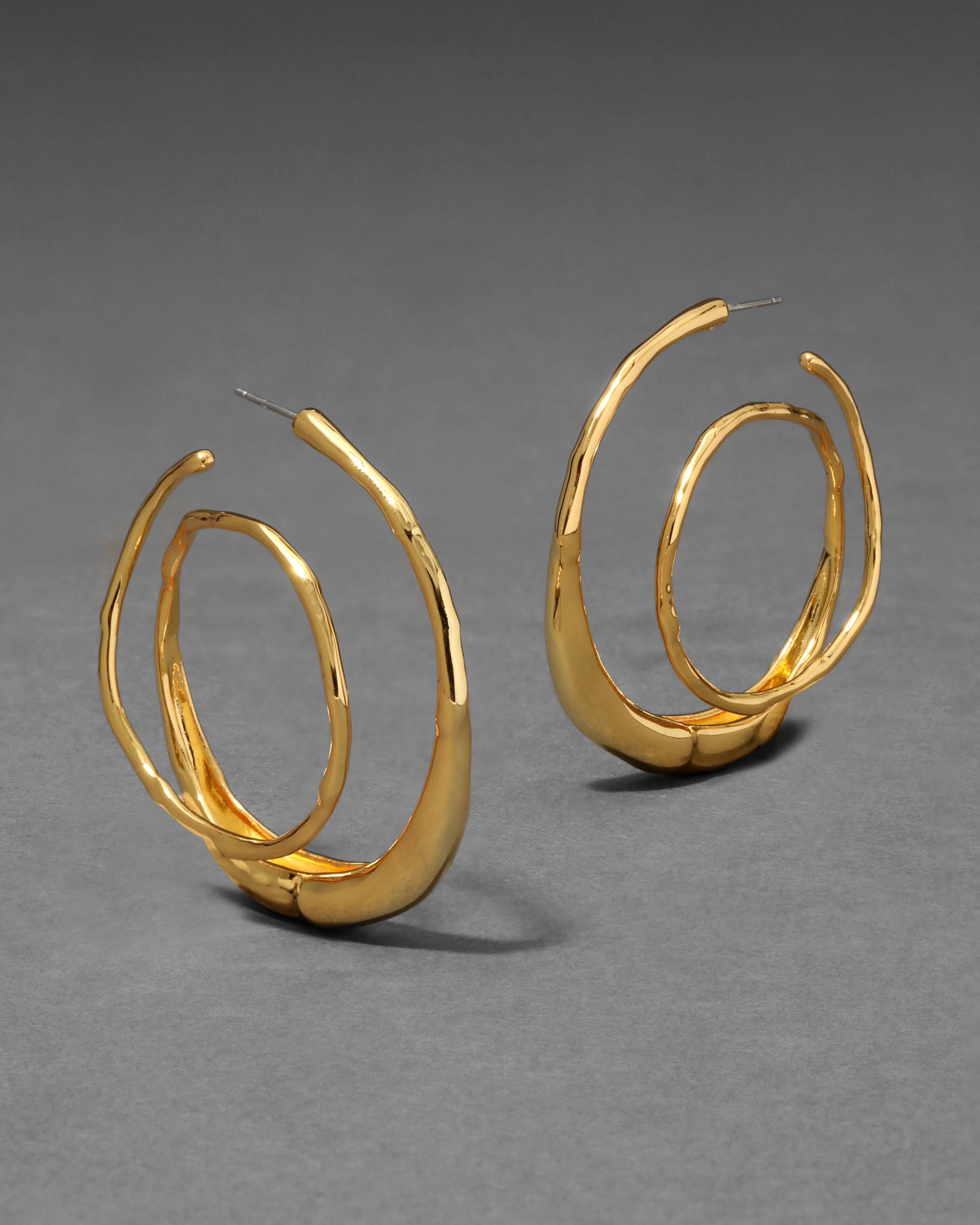 Molten 14k Gold Plated Spiral Hoop Earrings | Statement Hoops | Alexis Bittar