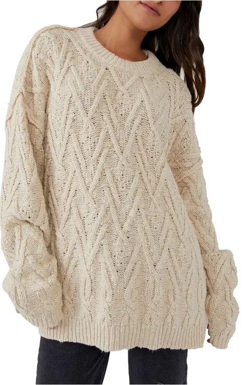 Free People Isla Cable Stitch Tunic Sweater in Tea at Nordstrom, Size Small | Nordstrom