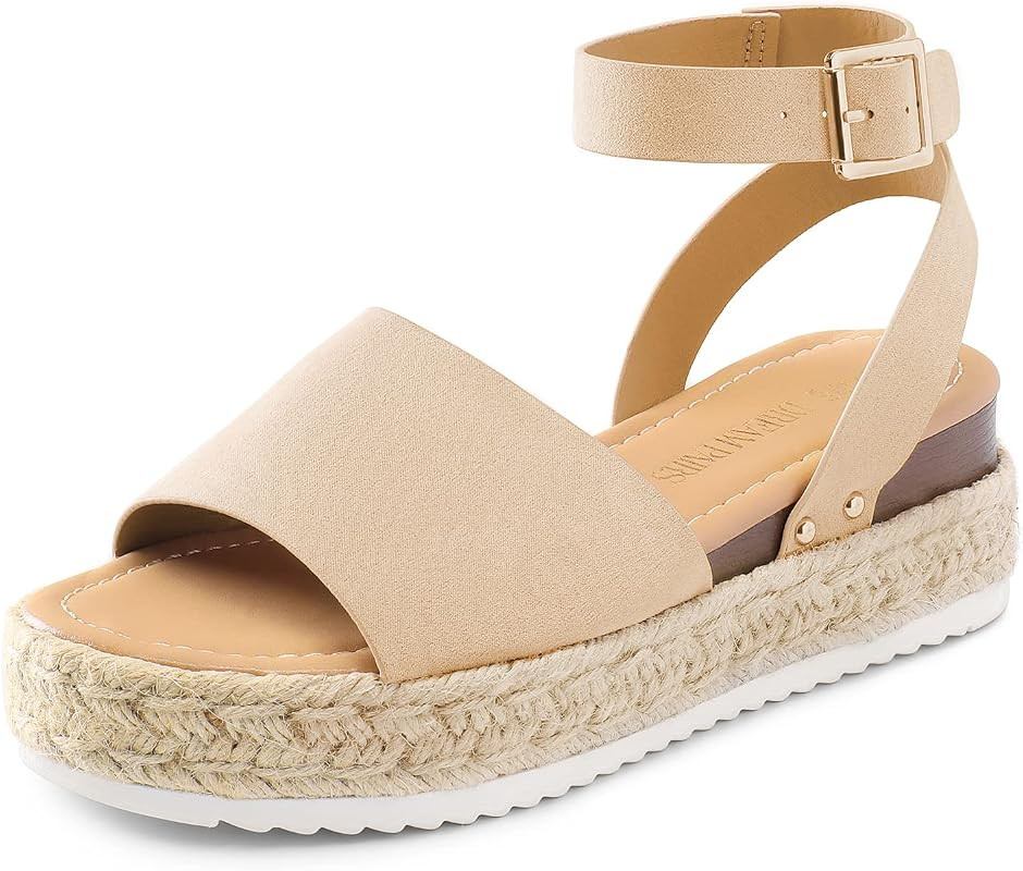 DREAM PAIRS Women's Platform Espadrilles Casual Ankle Strap Wedge Sandals, Comfortable Dressy Sum... | Amazon (US)