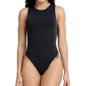 MANGOPOP Women's Halter Neck Sleeveless Tank Tops Crew Neck Long Sleeve Bodysuit | Amazon (US)