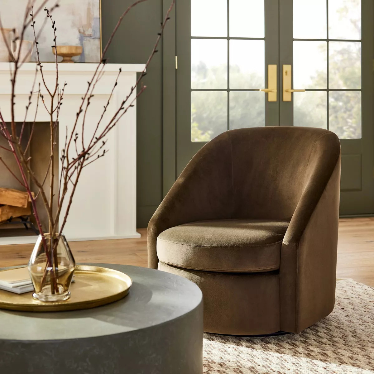 Slope Arm Swivel Chair Velvet - Threshold™ designed with Studio McGee | Target