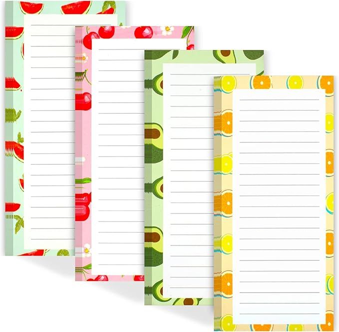 4 Pack Magnetic Notepads for Refrigerator, Grocery List Magnet Pad for Fridge, Fruit Design Magne... | Amazon (US)