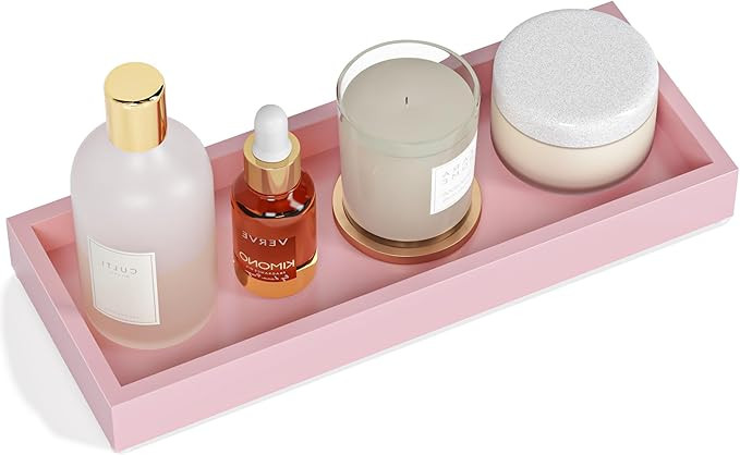 Bathroom Perfume Tray for Candle Trinket, Decor Vanity Trays for Countertop Nightstand Toilet Tan... | Amazon (US)