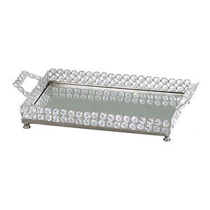 Jiallo Sparkle Modern Crystal Mirror Tray in Silver/Clear/Mirrored | Homesquare