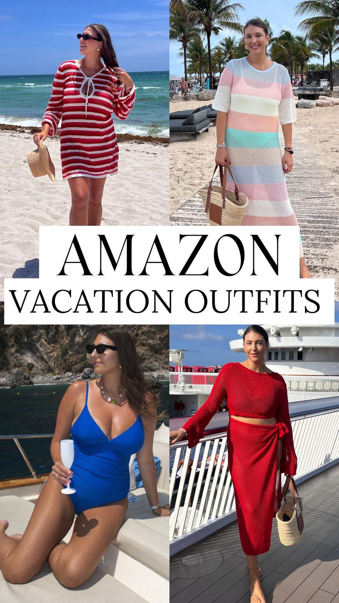 Amazon vacay looks on repeat

amazon vacation outfits, beach cover up dress, crochet swim cover, one piece swimsuit, red two piece set, cruise dinner outfit, resort wear finds

#LTKMidsize #LTKSeasonal #LTKTravel