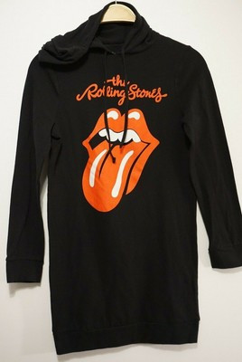 The Rolling Stones Womens XS Hoodie Shirt Dress Black Red Lips Tongue NEW | eBay AU