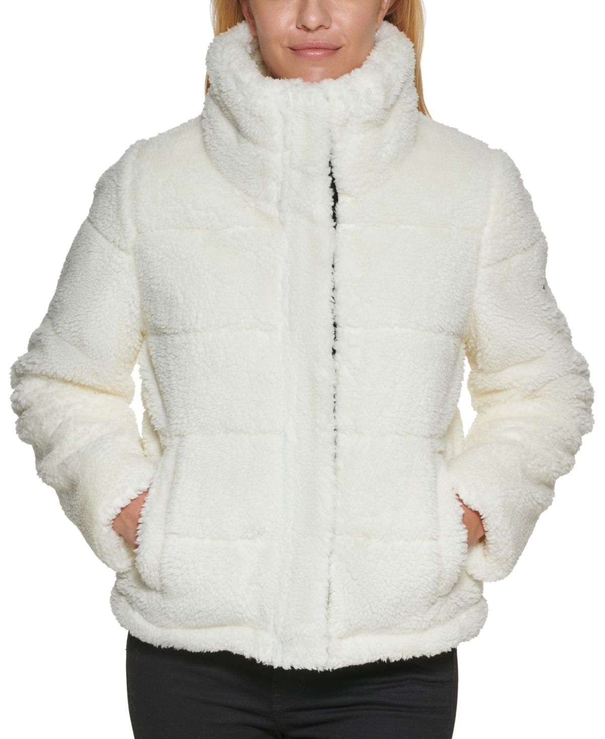 Calvin Klein Women's Cropped Faux-Fur Teddy Coat | Macys (US)