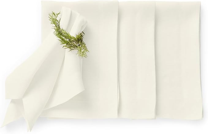 Solino Home Ivory Linen Napkins Set of 4-100% Pure Linen Cloth Washable Dinner Napkins 20 x 20 In... | Amazon (US)