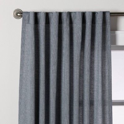Chambray Stripe Curtain Panel Faded Blue - Hearth & Hand™ with Magnolia | Target