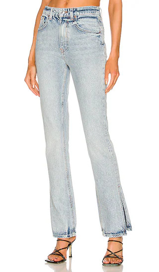 GRLFRND Harlow High Rise Boot in Denim-Light. - size 29 | Revolve Clothing (Global)