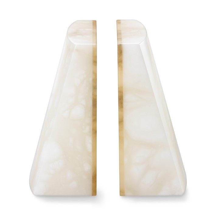 White Alabaster Slanted Bookends, Set of 2 | Williams-Sonoma