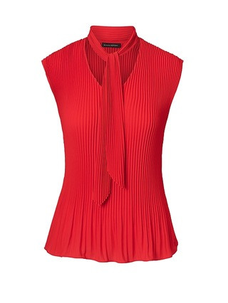 Pleated Tie-Neck Top | Banana Republic US