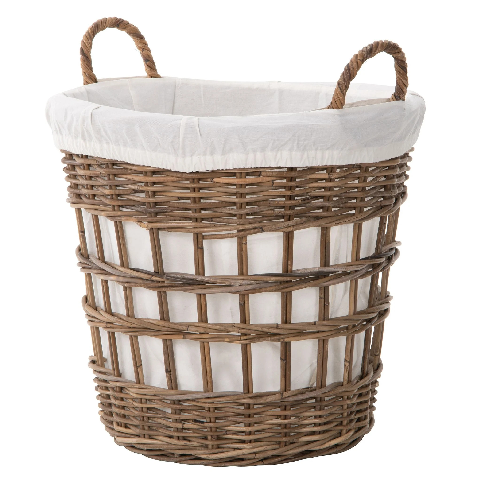Kobo Round Rattan Storage and Laundry Basket with Liner and Handles - Removable and Washable Line... | Walmart (US)