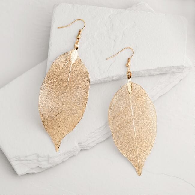 Gold Leaves Earrings | World Market