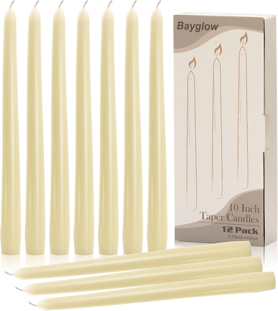 Ivory Taper Candles - 12 Pack 10 Inch Ivory Candlesticks Unscented Off White Dripless Cream Taper... | Amazon (US)