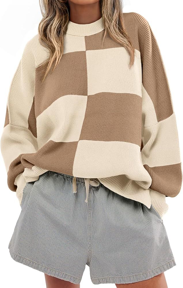 LILLUSORY Womens Oversized Color Block Pullover Sweaters | Amazon (US)