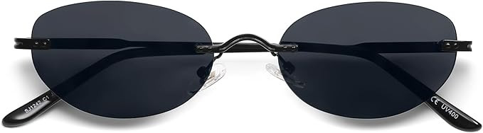 SOJOS Retro Small Oval Sunglasses Womens Trendy Rimless Sun Glasses Vintage Narrow Shades SJ1242 | Amazon (US)
