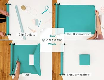 Wrap Buddies Wrapping Paper Clamps - 2 Gift Wrapping Paper Holder Clamps With Integrated Tape Dis... | Amazon (US)