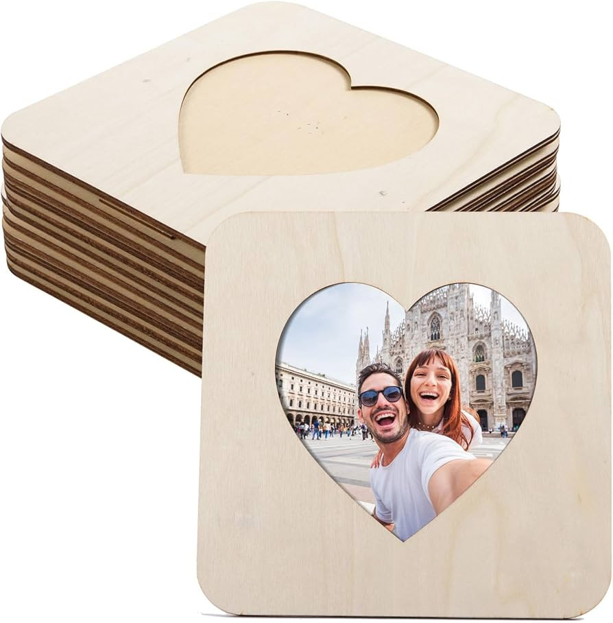 AWIZOM 6 Pcs Heart Wooden Picture Frames Unfinished Wooden Photo Frame 7.09 Inch Valentine's Wood... | Amazon (US)