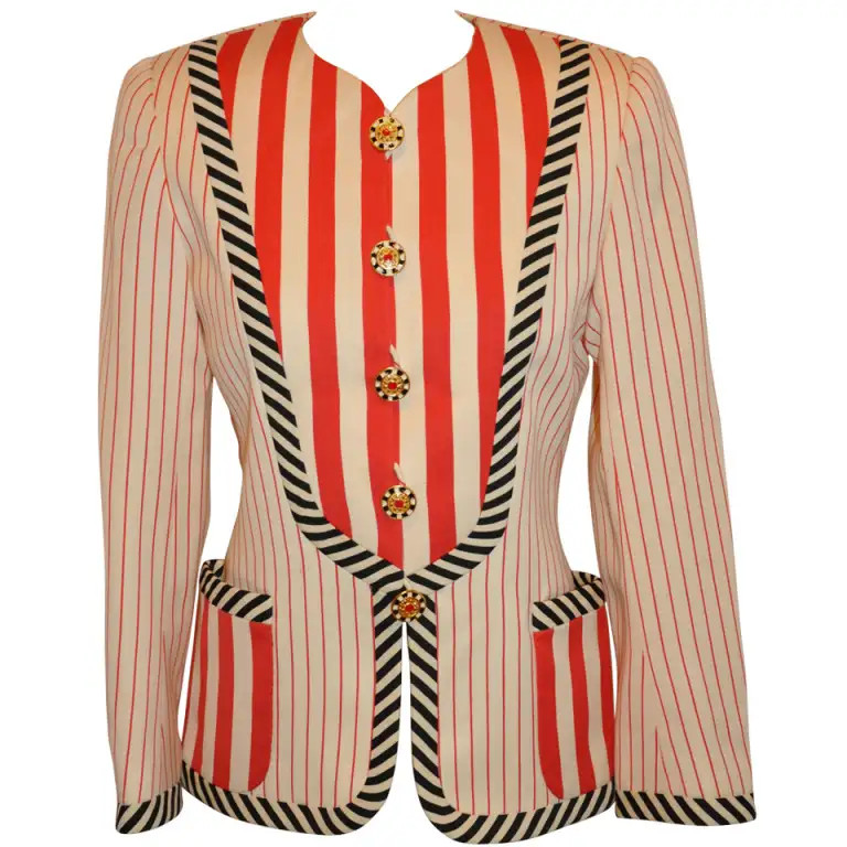 Emanuel Ungaro Multi-Striped Patch Pocket Jacket | 1stDibs