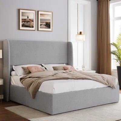 Upholstered Lift-Up Storage Bed with Wingback Headboard | Wayfair North America