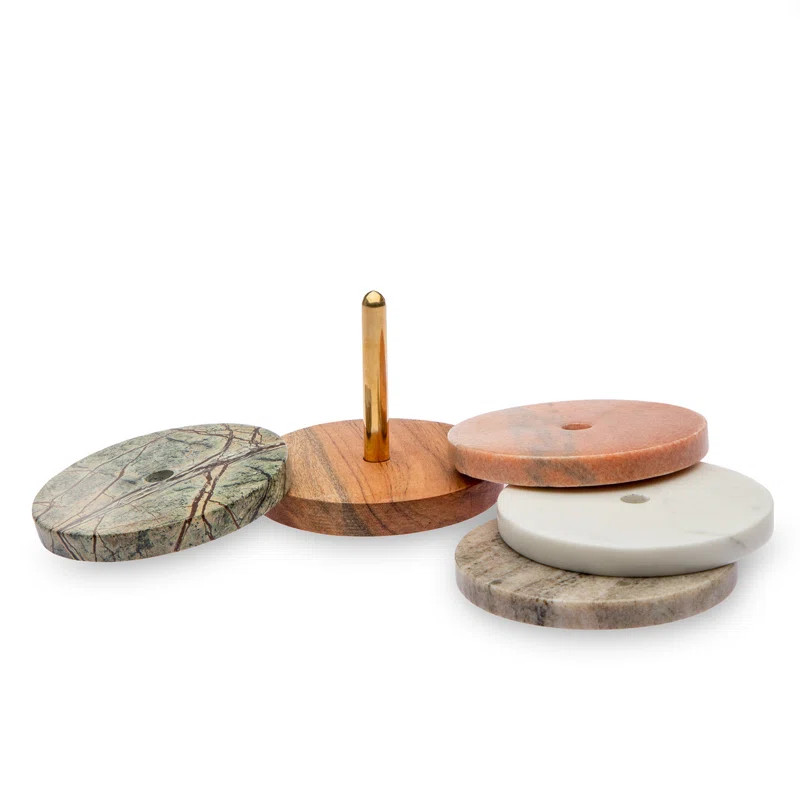 Assorted Marble Coaster Set With Holder | Joss & Main