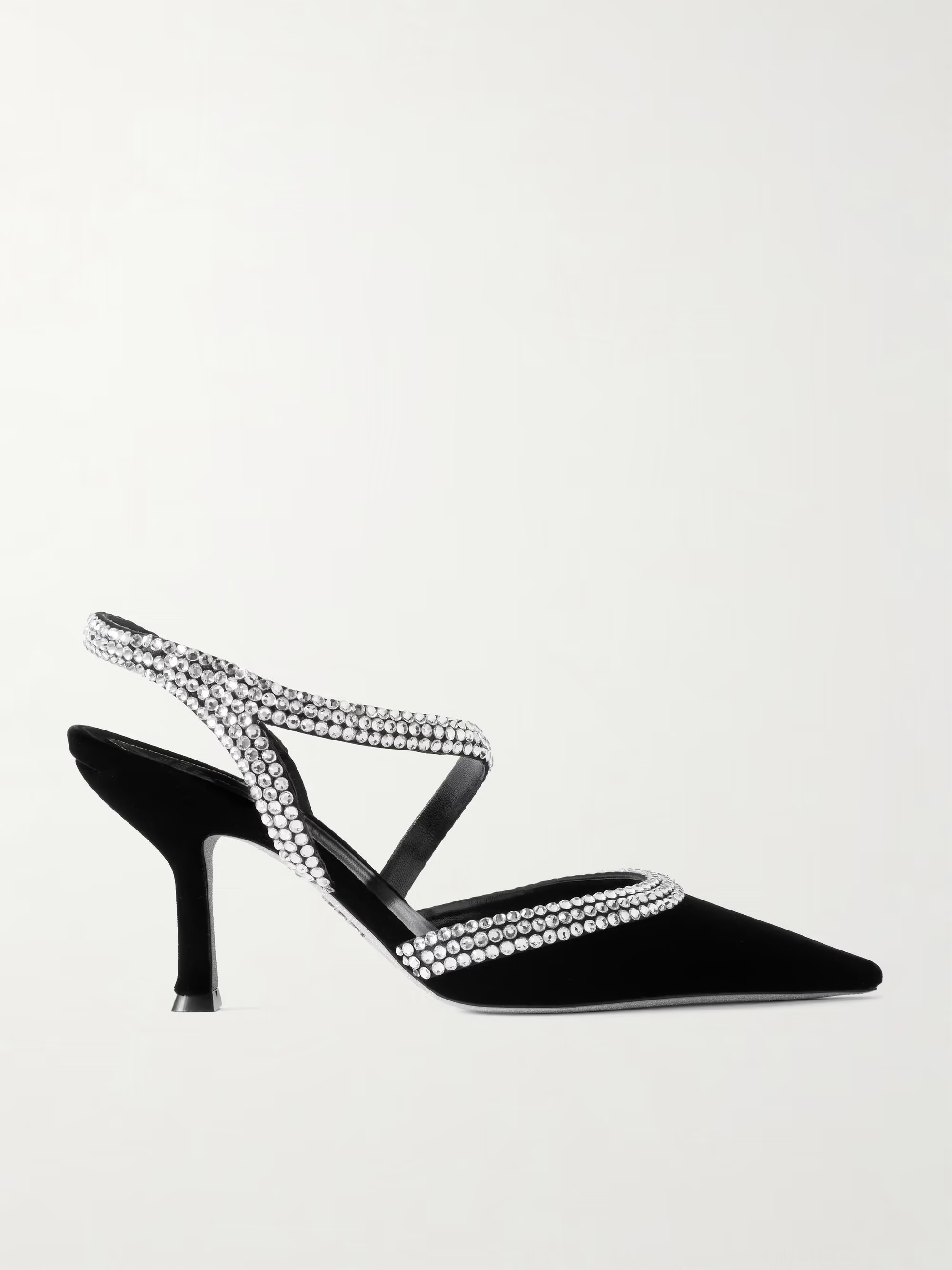 Crystal-embellished leather-trimmed velvet slingback pumps | NET-A-PORTER (UK & EU)
