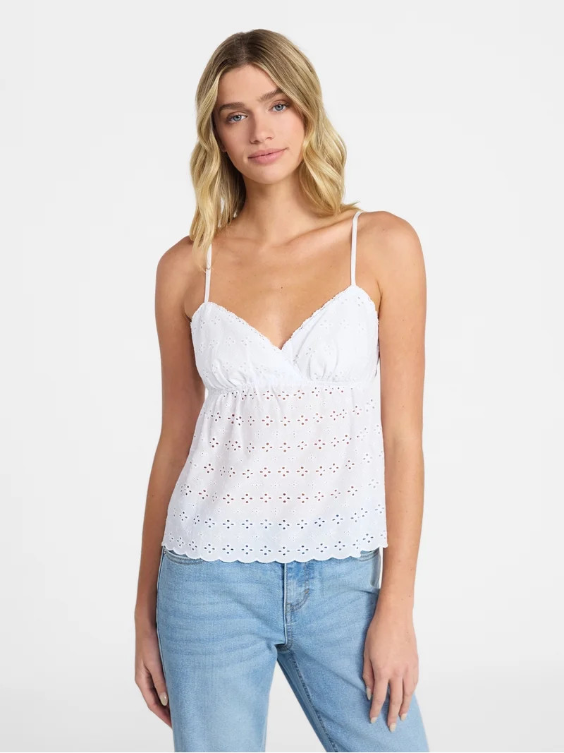 No Boundaries Cotton Eyelet Babydoll Cami, Women’s XXS-XXL | Walmart (US)