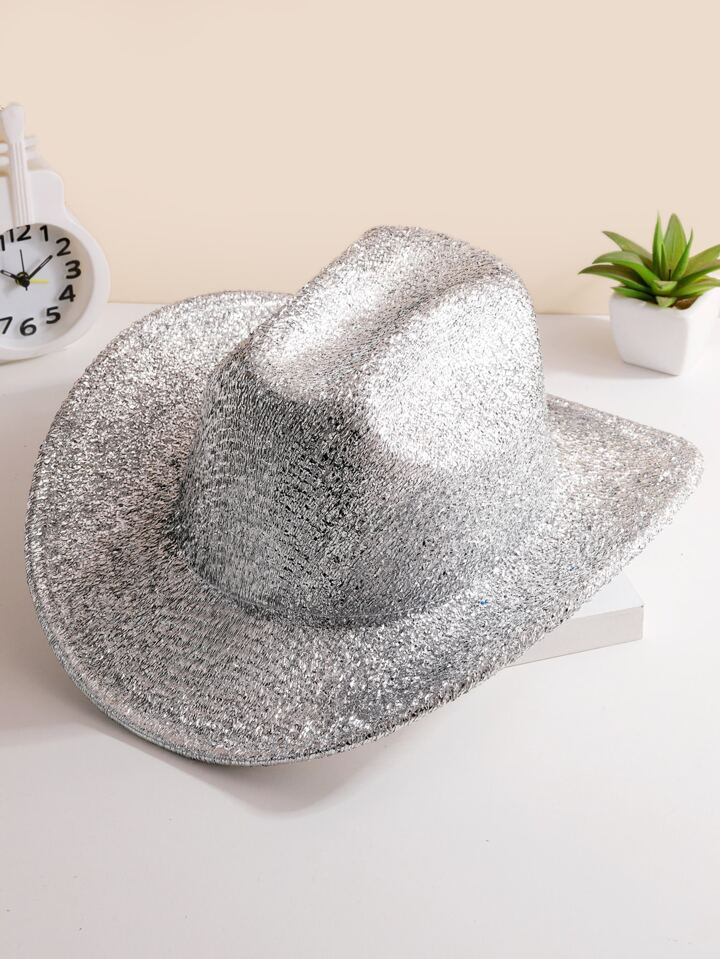 1pc Women Solid Boho Ridge Sequin Cowboy Fedora Hat For Daily Life | SHEIN