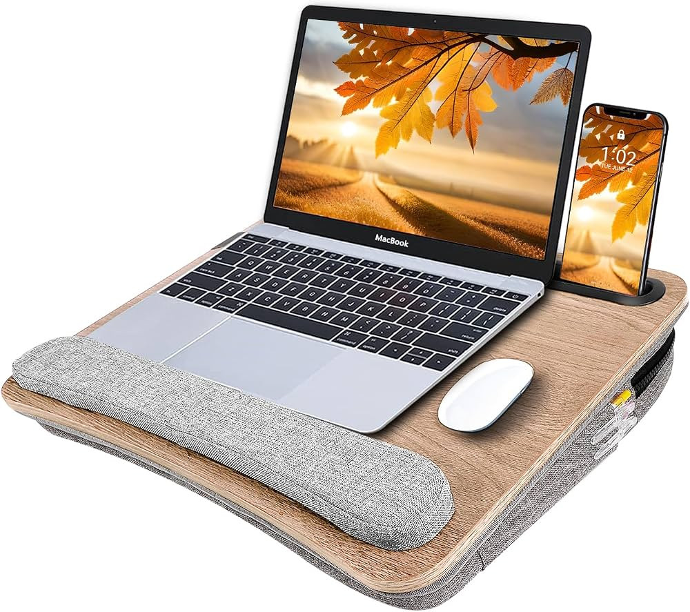 Lap Desk Laptop Bed Table: Home Office Portable Computer Lapdesk with Soft Cushion and Storage Ba... | Amazon (US)