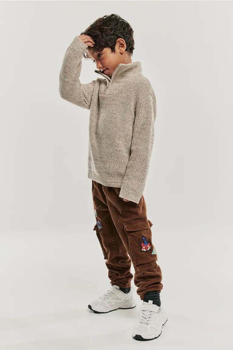 Half-zip Sweater - Beige melange - Kids | H&M US | H&M (US + CA)