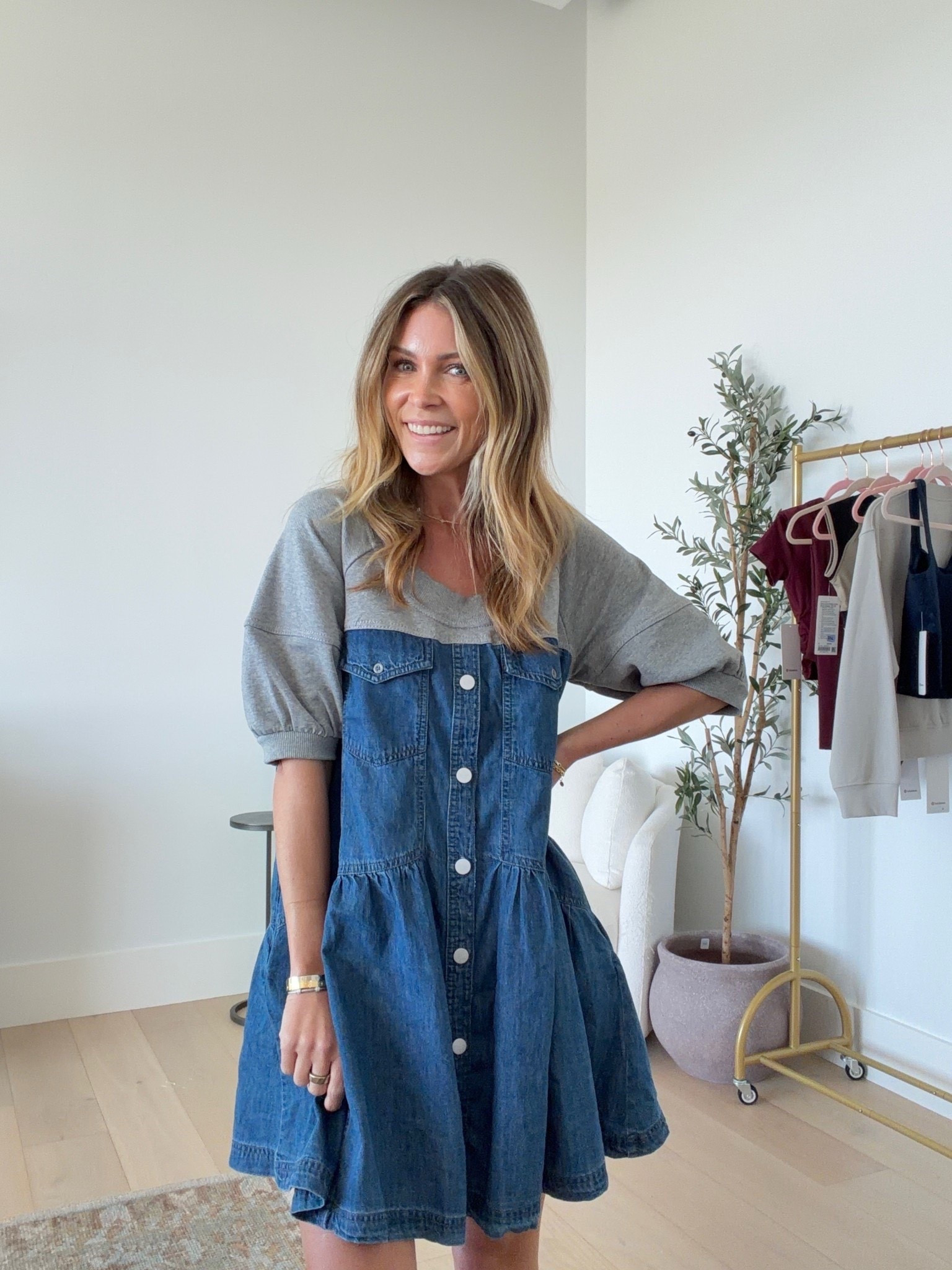 Spring dress! 
The cutest sweatshirt denim swing dress. Wearing size small  

#LTKootd #LTKOver40 #LTKPetite