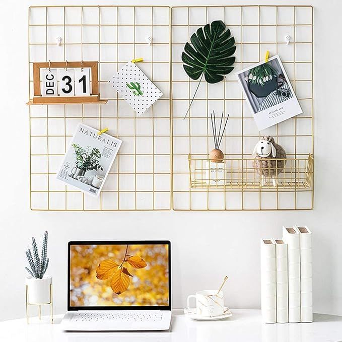 BULYZER Grid Wire Board,for Memo Picture Panel Wall Decoration for Room Office Mat Photo Hanging ... | Amazon (US)