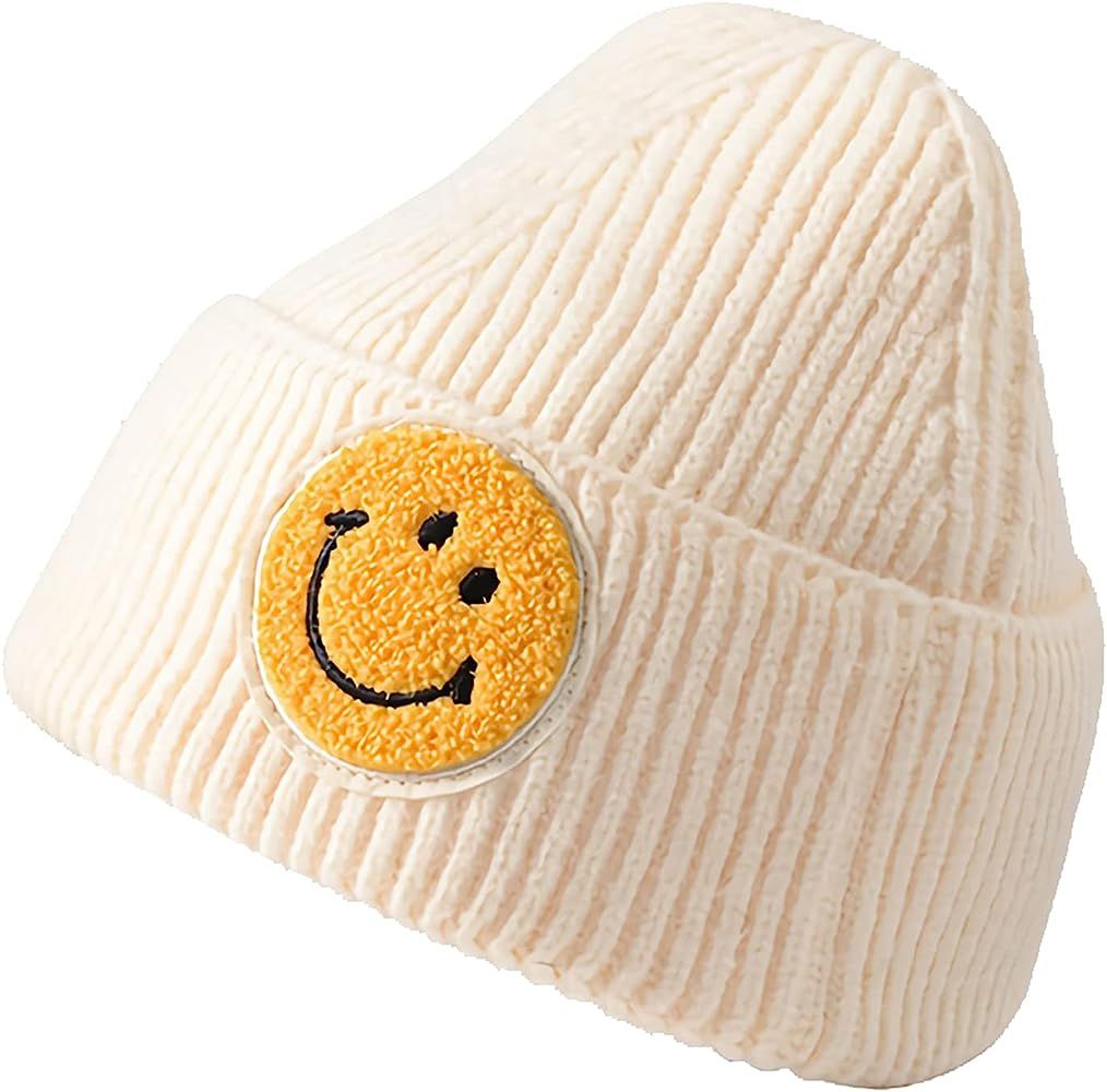 REENLOON Smiley Face Winter Beanie Hats for Men and Women Stretchy Warm Thick Soft Stocking Hats Slo | Amazon (US)