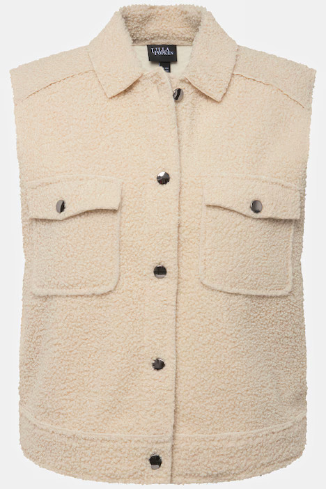 Teddy Fleece Button Down Vest | Ulla Popken - US & CA