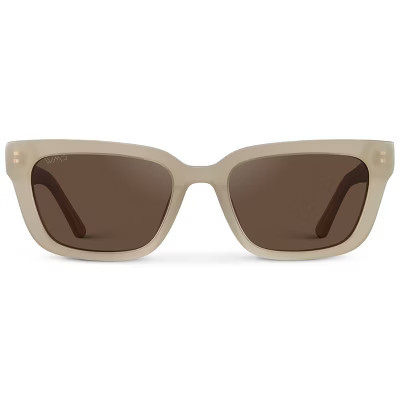 WMP Eyewear Womens Polarized Rectangular Sunglasses, Narrow Acetate Frame, 5-Barrel Hinges, Hand-Polished Finish (Pearl Beige / Brown Lens) | Target
