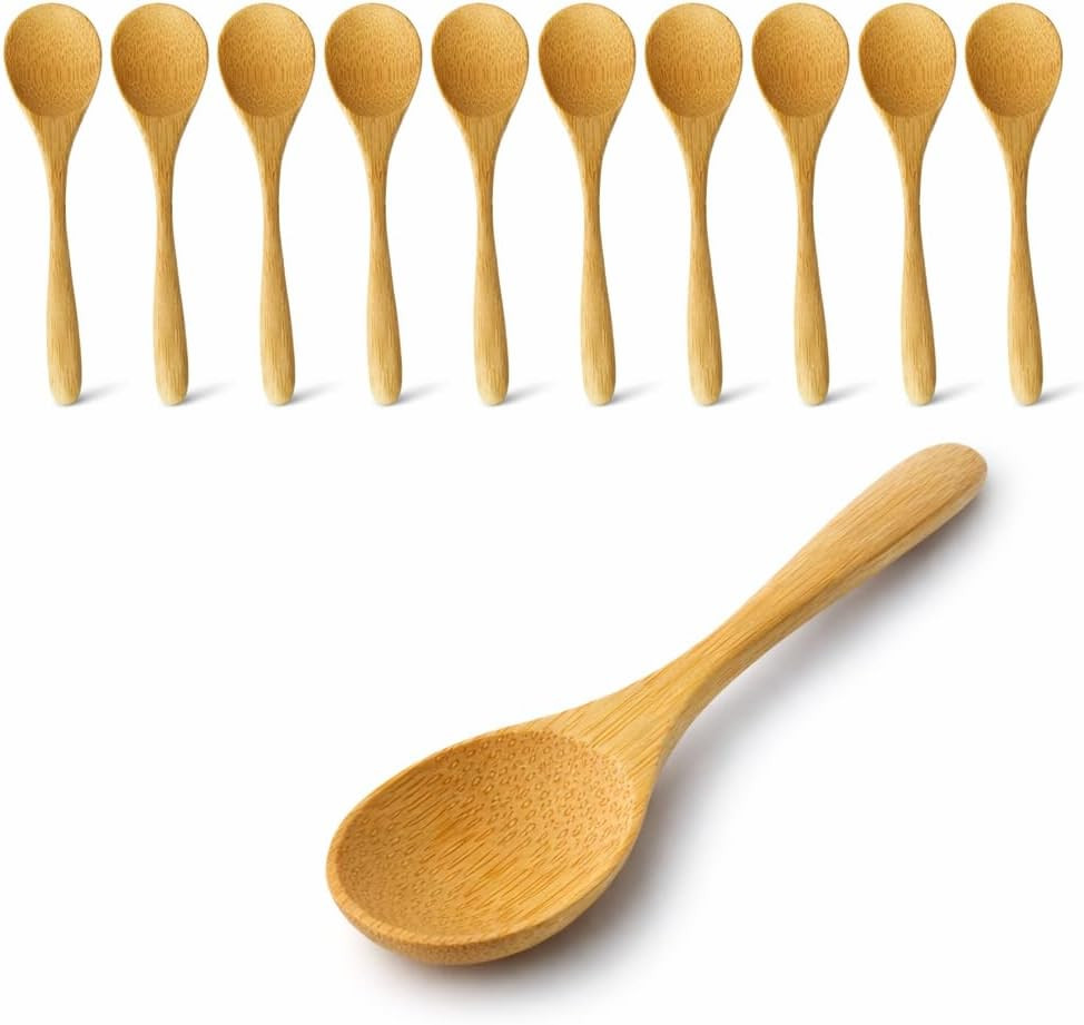 Small Bamboo Spoons Set of 12, 5.5 Inch Wooden Dessert Spoons for Ice Cream Yogurt Appetizers Snacks, Reusable Eco Friendly Bamboo Tasting Spoon for Kitchen, Party, Catering | Amazon (US)