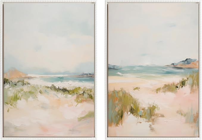 Kate and Laurel Sylvie Beaded Tranquil Landscape III and V Vintage Framed Canvas Wall Art Set by ... | Amazon (US)