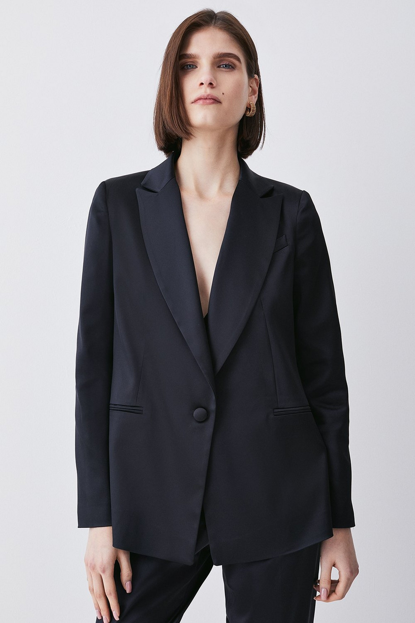 Italian Structured Satin Suit Set | Karen Millen UK + IE + DE + NL
