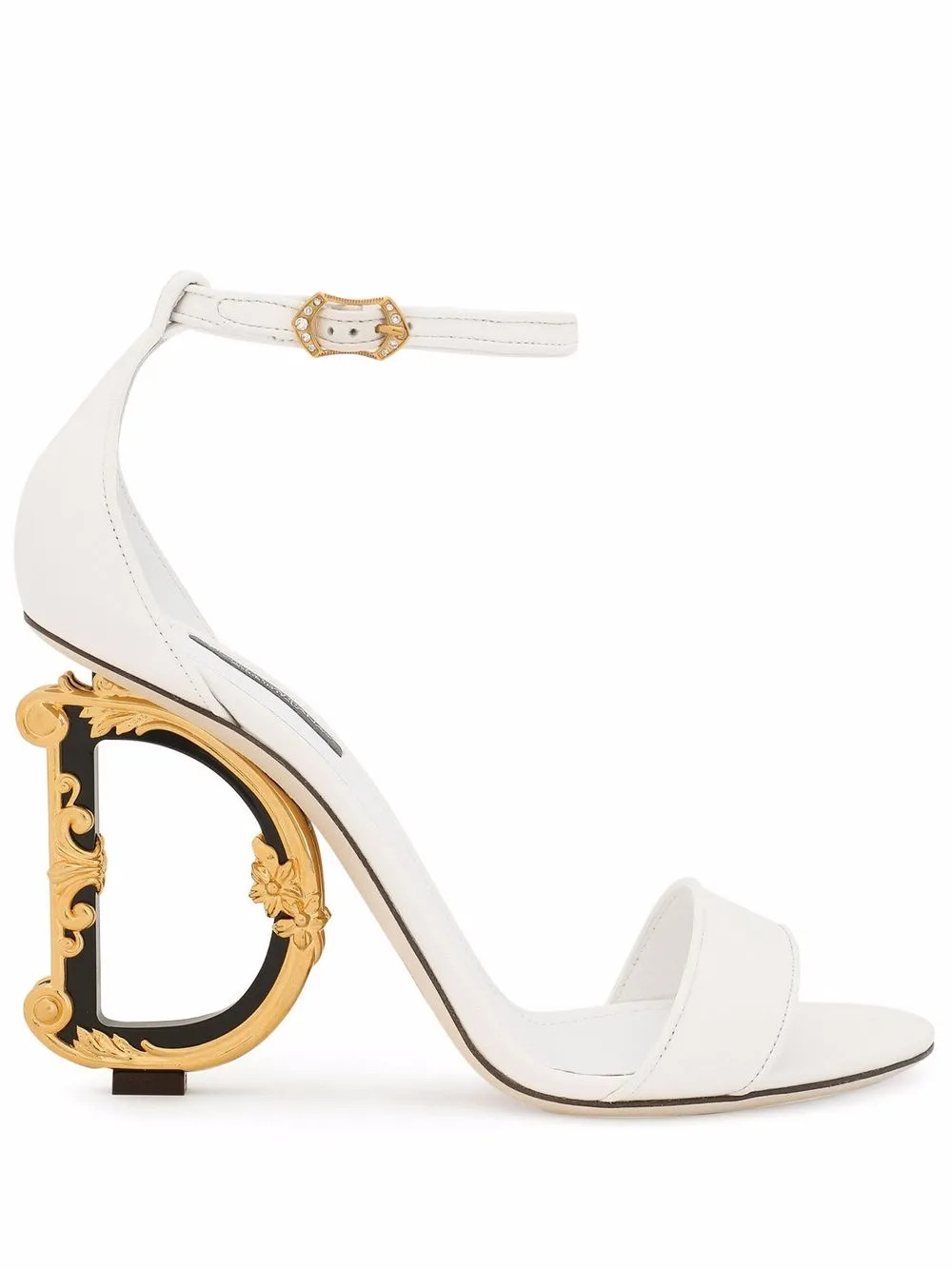 Dolce & Gabbana Baroque DG 105mm Leather Sandals | White | FARFETCH | Farfetch Global