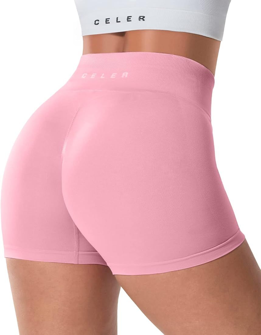 CELER Womens Workout Shorts Chemistry Seamless Scrunch Butt Gym Shorts High Waisted Yoga Athletic Bo | Amazon (US)