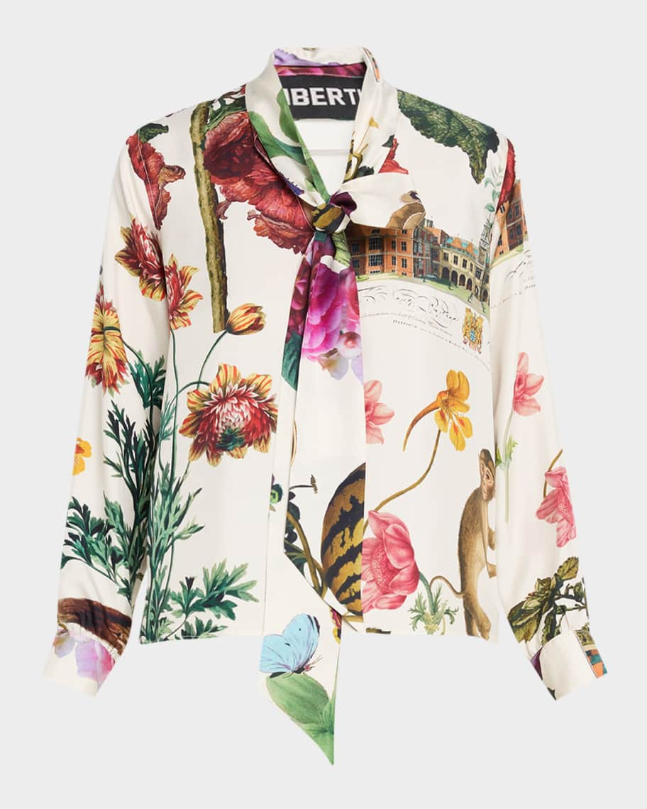 Libertine Hollyhock Floral Silk Slim Tie Keith Blouse | Neiman Marcus