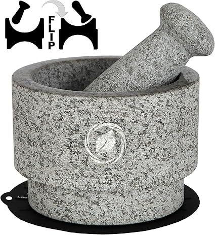 Mortar and Pestle Set Granite - 5.6 Inch, 2.2 Cup - Unique Double Sided - Pestle and Mortar Bowl ... | Amazon (US)