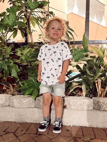 Little Boy Outfit - linked AB’s exact tee & vans! He is wearing his usual size (I like to size up so they fit a little bigger). 

Linked similars to his shorts + socks!

#toddlerboystyle #toddlervans #toddlerboy

#LTKunder50 #LTKkids #LTKstyletip